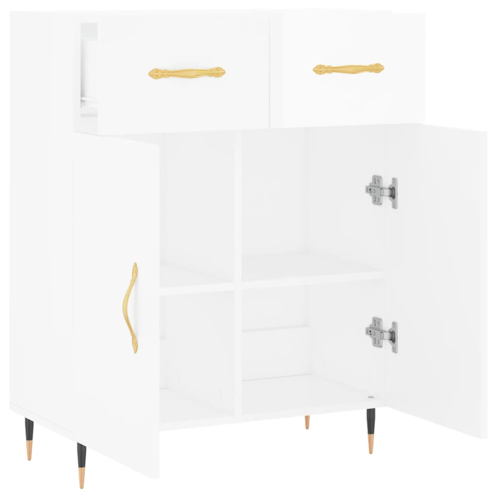 Buffet Blanc brillant 69,5x34x90 cm Bois d'ingénierie