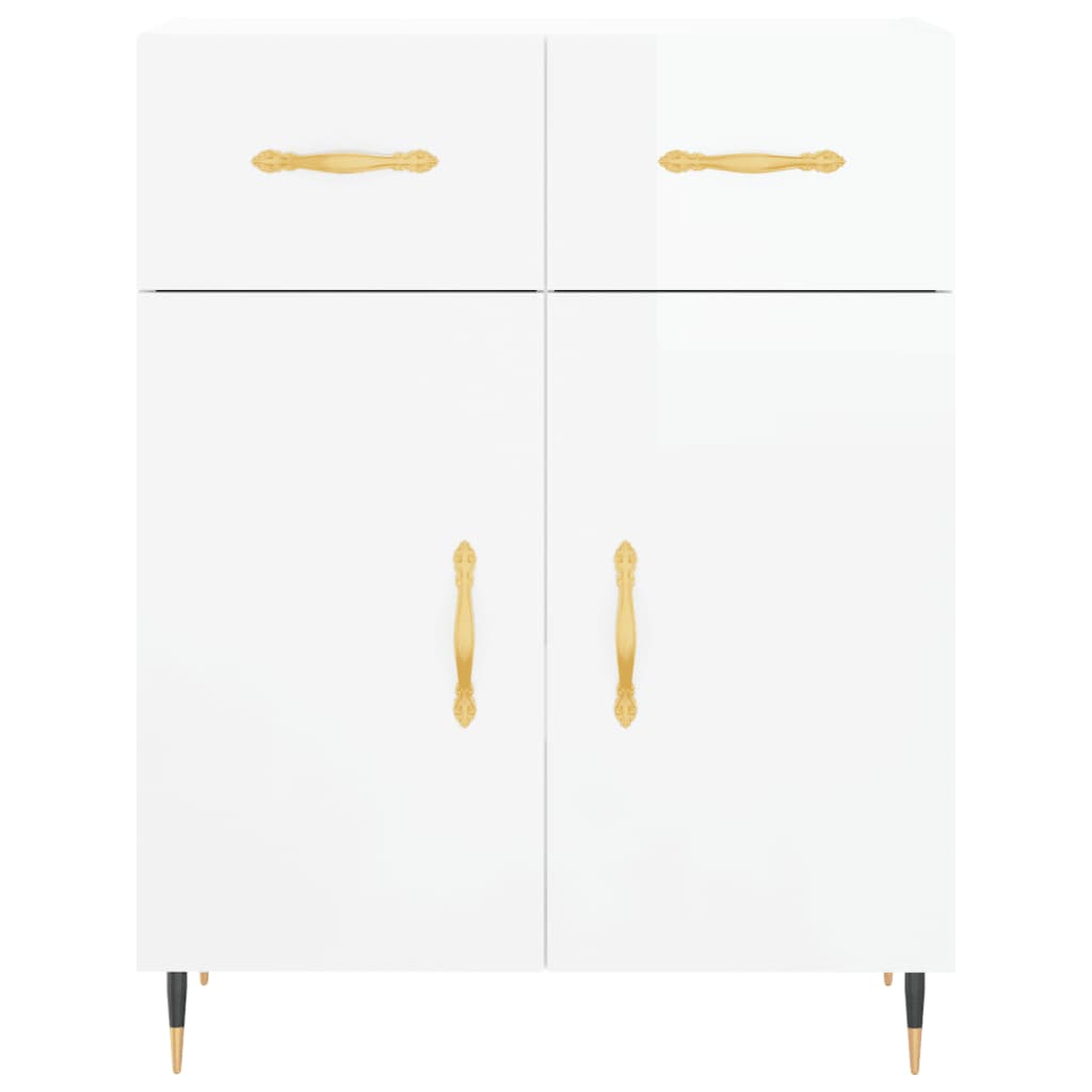 Buffet Blanc brillant 69,5x34x90 cm Bois d'ingénierie