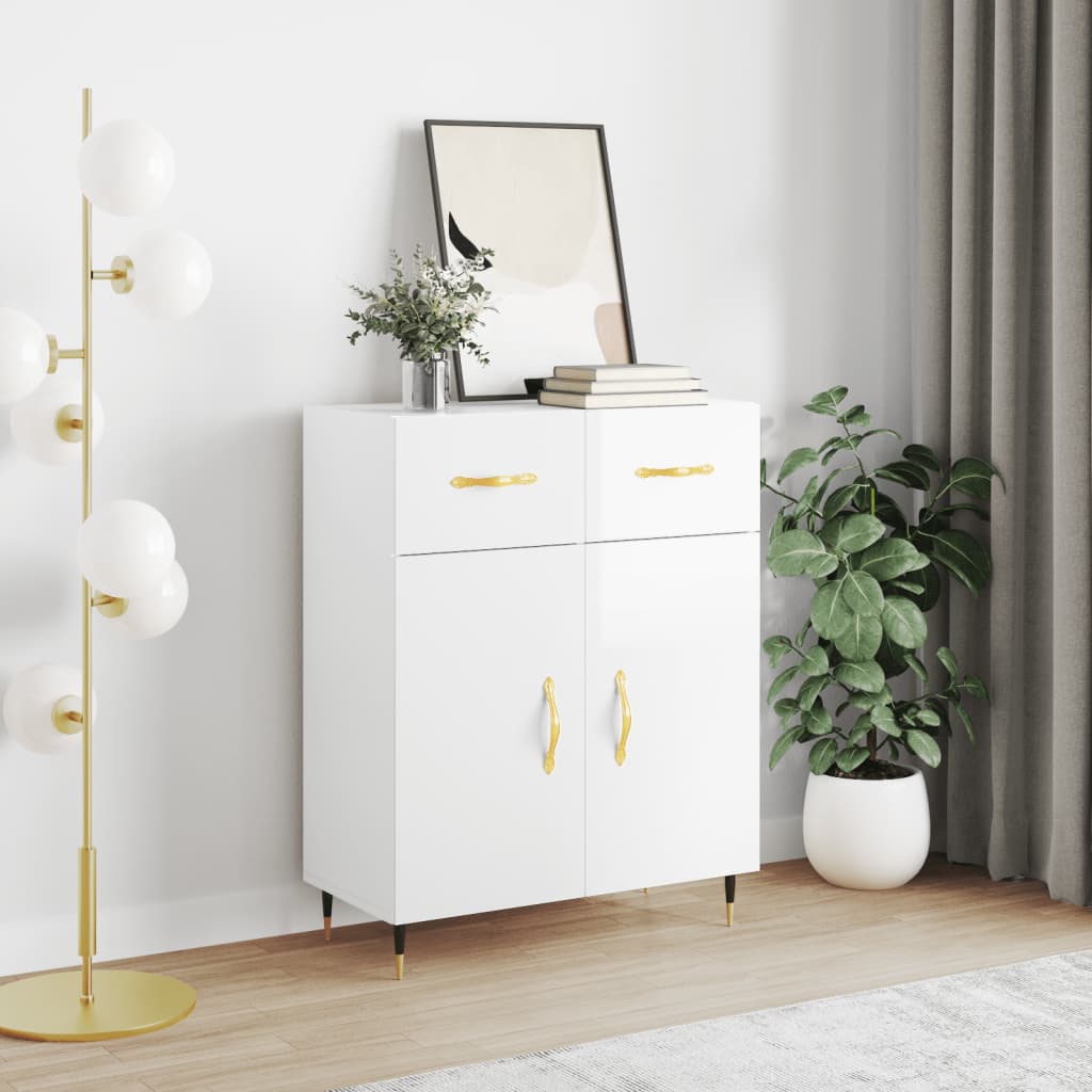 Credenza Bianco lucido 69,5x34x90 cm MDF