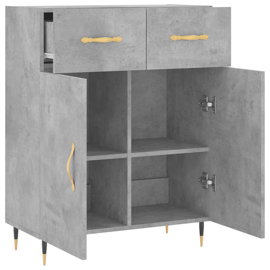 Credenza grigio cemento 69,5x34x90 cm in multistrato