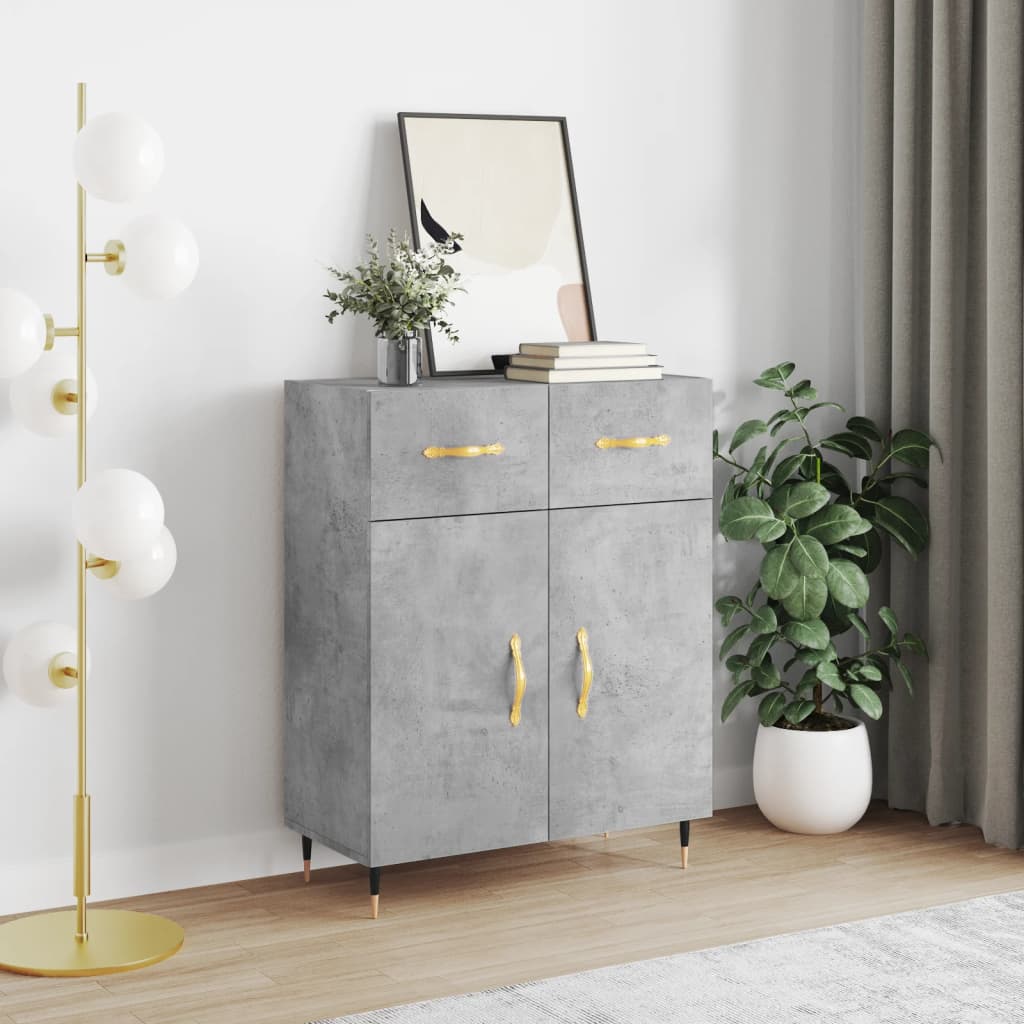 Credenza grigio cemento 69,5x34x90 cm in multistrato