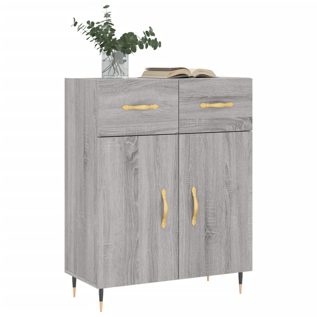 Credenza Sonoma grigia 69,5x34x90 cm in derivati ​​del legno