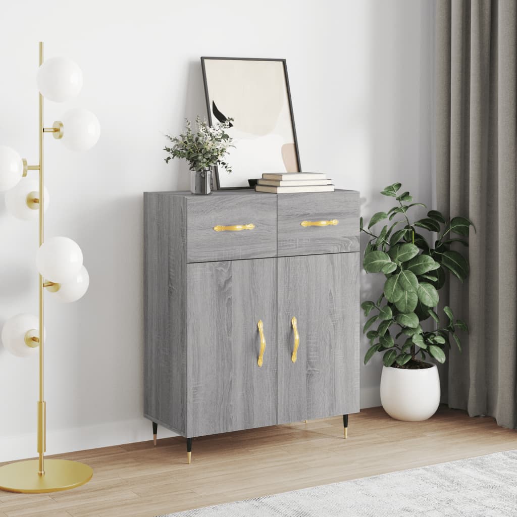 Credenza Sonoma grigia 69,5x34x90 cm in derivati ​​del legno