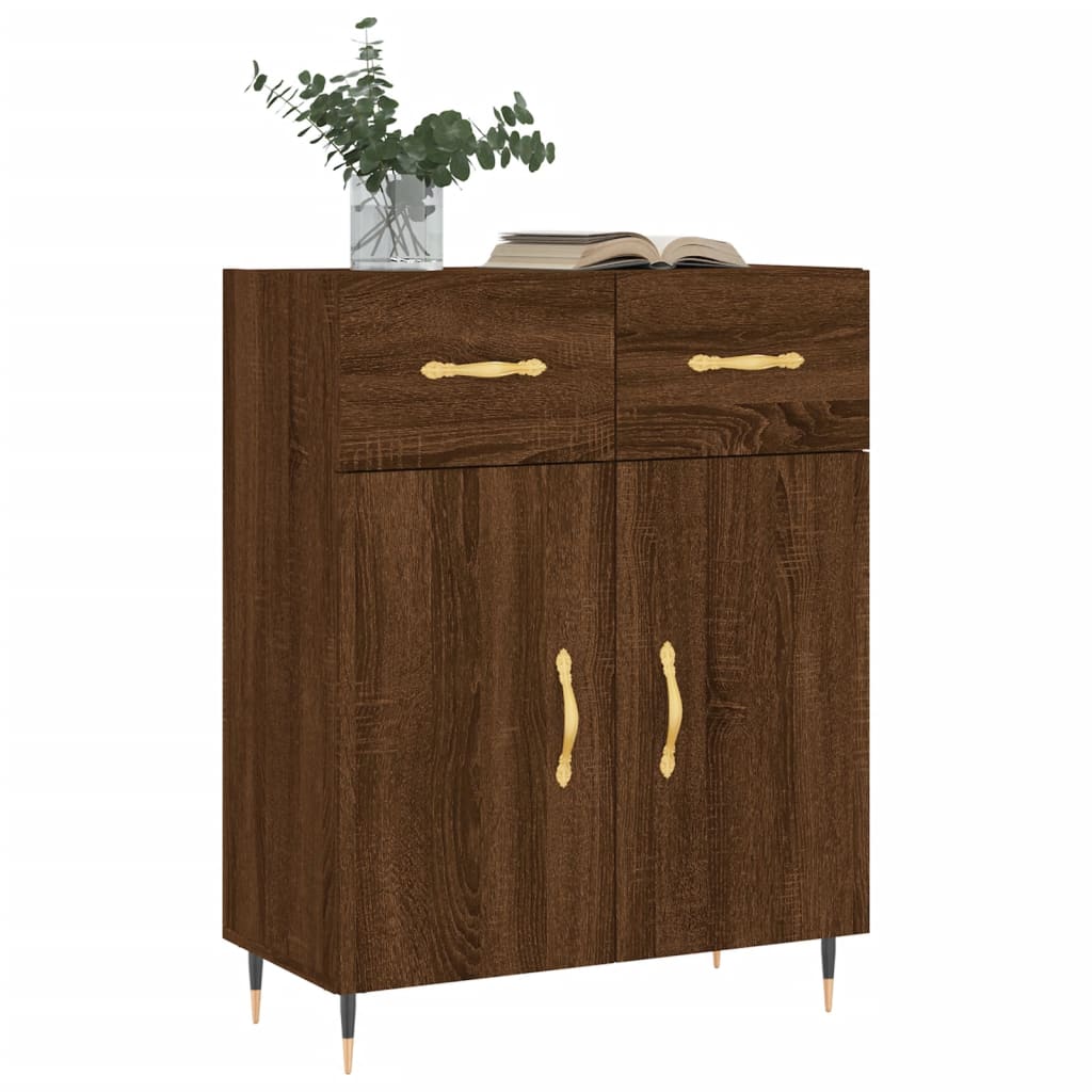 Buffet chêne marron 69,5x34x90 cm bois d'ingénierie