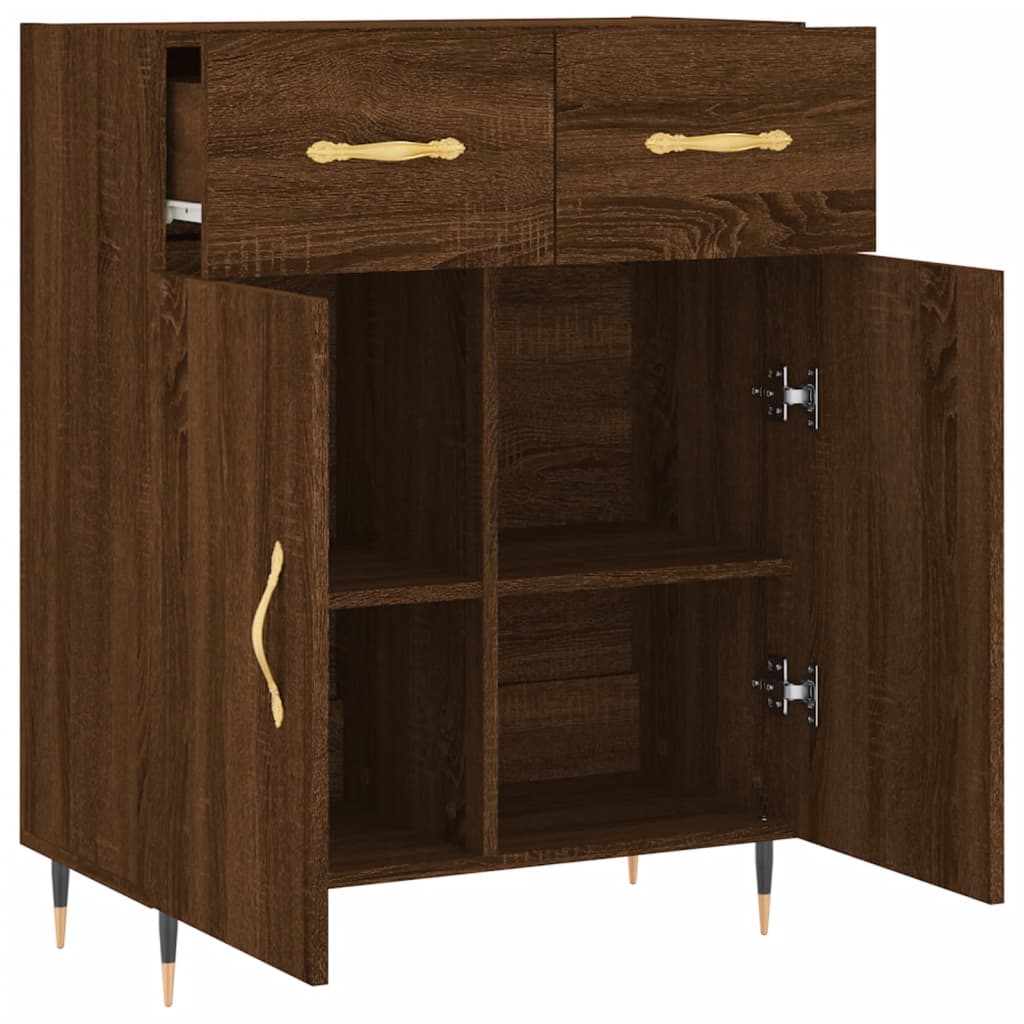 Buffet chêne marron 69,5x34x90 cm bois d'ingénierie