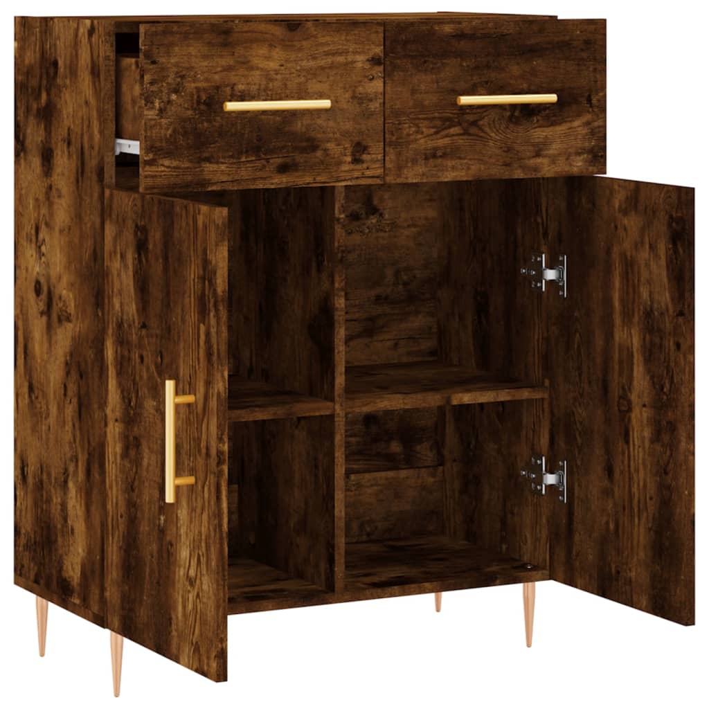 Buffet chêne fumé 69,5x34x90 cm bois d'ingénierie