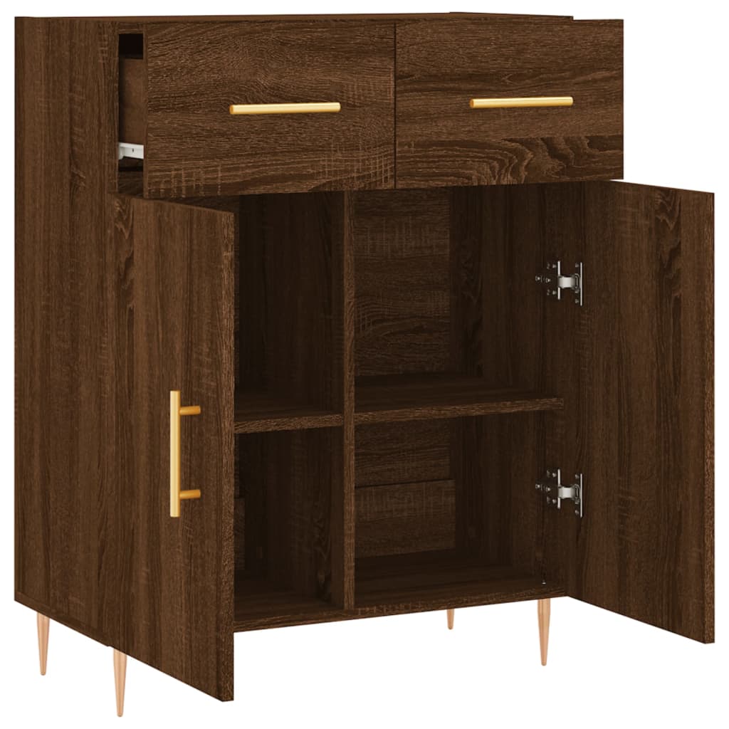 Buffet chêne marron 69,5x34x90 cm bois d'ingénierie