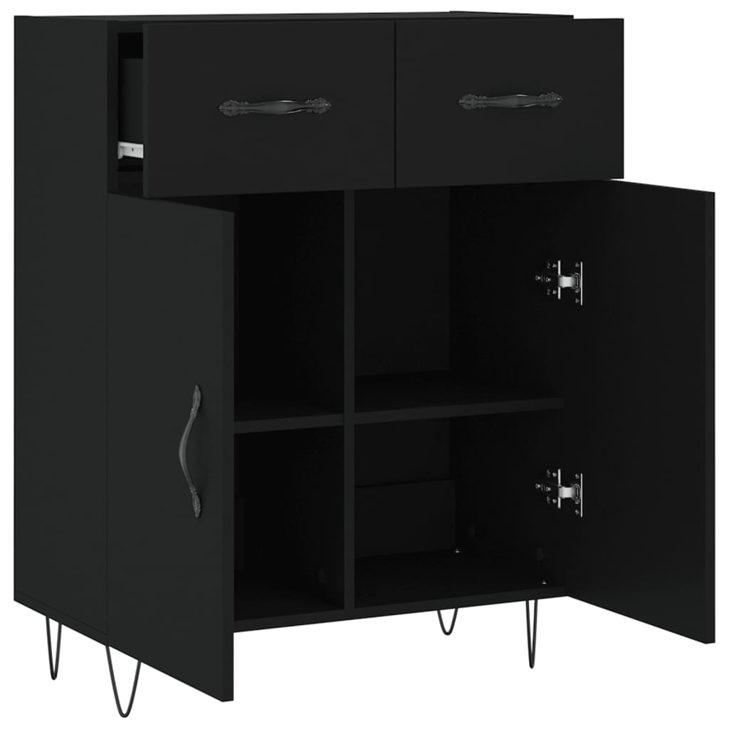 Black buffet 69.5x34x90 cm Engineering wood