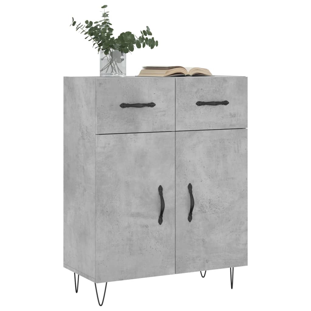 Buffet gris béton 69,5x34x90 cm bois d'ingénierie