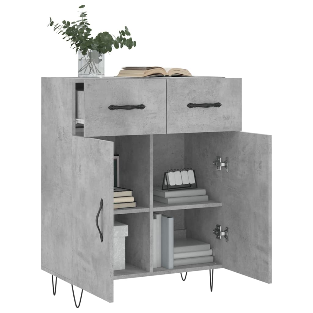 Credenza grigio cemento 69,5x34x90 cm in multistrato