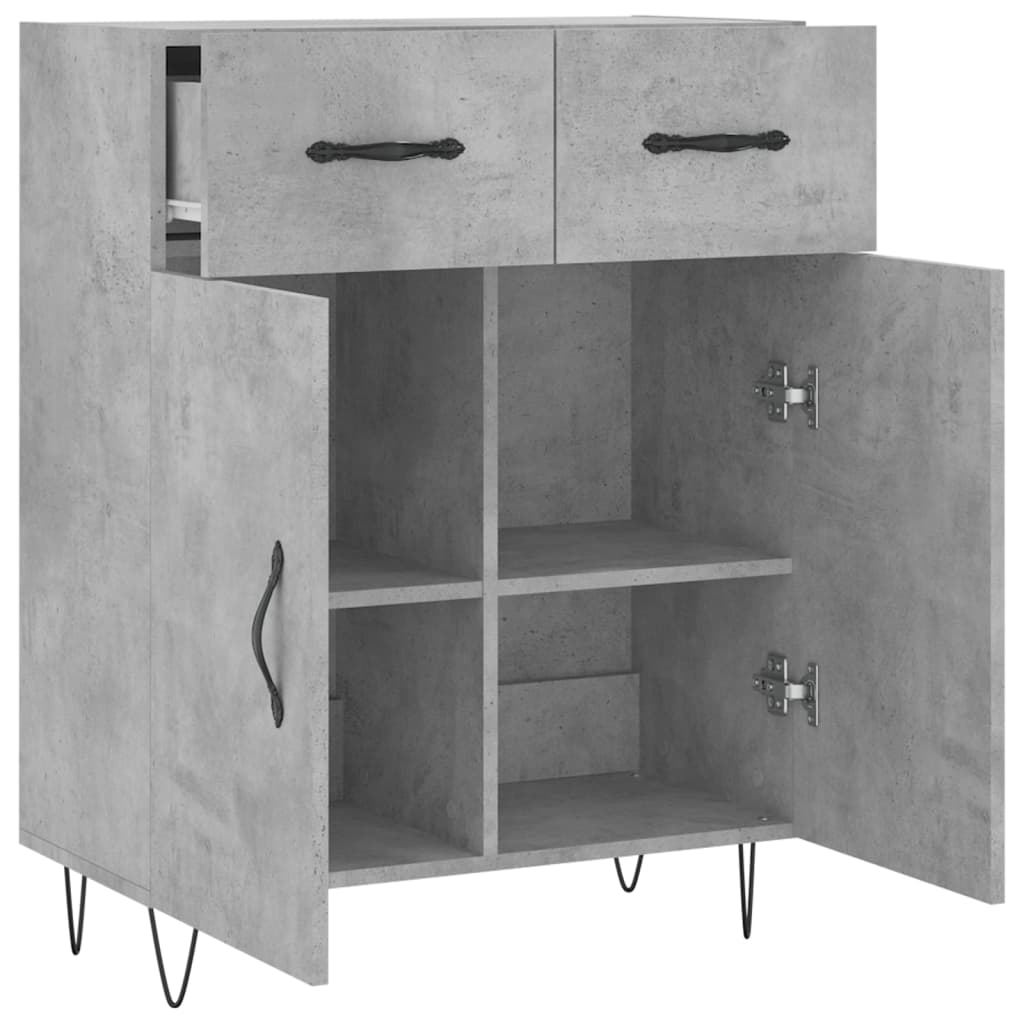 Buffet gris béton 69,5x34x90 cm bois d'ingénierie