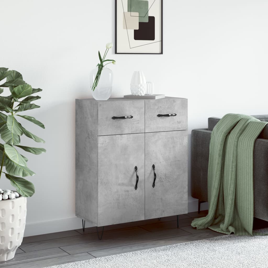 Credenza grigio cemento 69,5x34x90 cm in multistrato