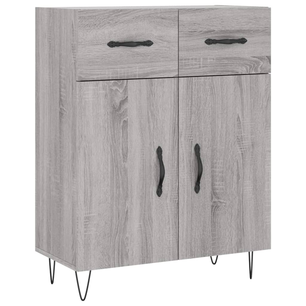 Credenza Sonoma grigia 69,5x34x90 cm in derivati ​​del legno