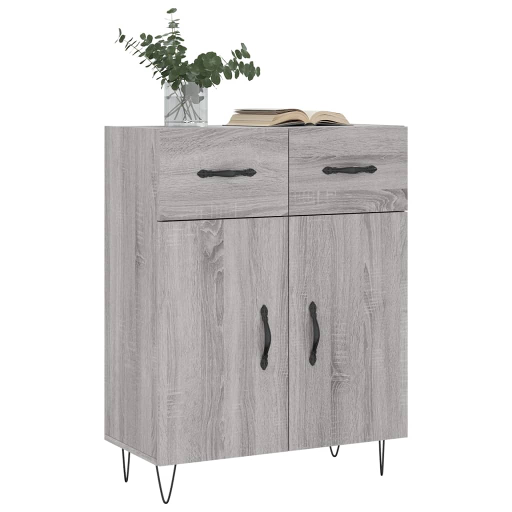 Credenza Sonoma grigia 69,5x34x90 cm in derivati ​​del legno