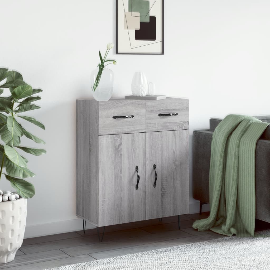 Credenza Sonoma grigia 69,5x34x90 cm in derivati ​​del legno