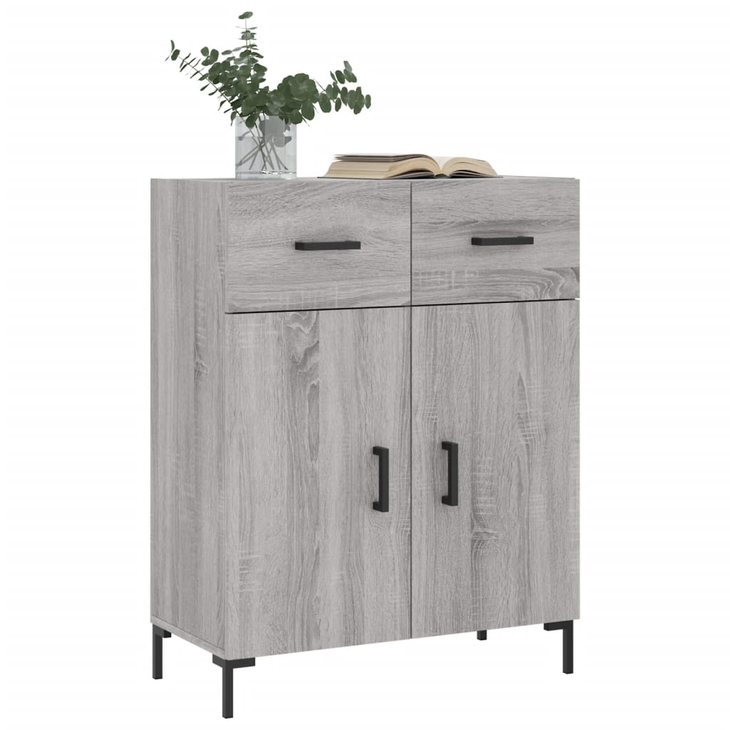 Credenza Sonoma grigia 69,5x34x90 cm in derivati ​​del legno