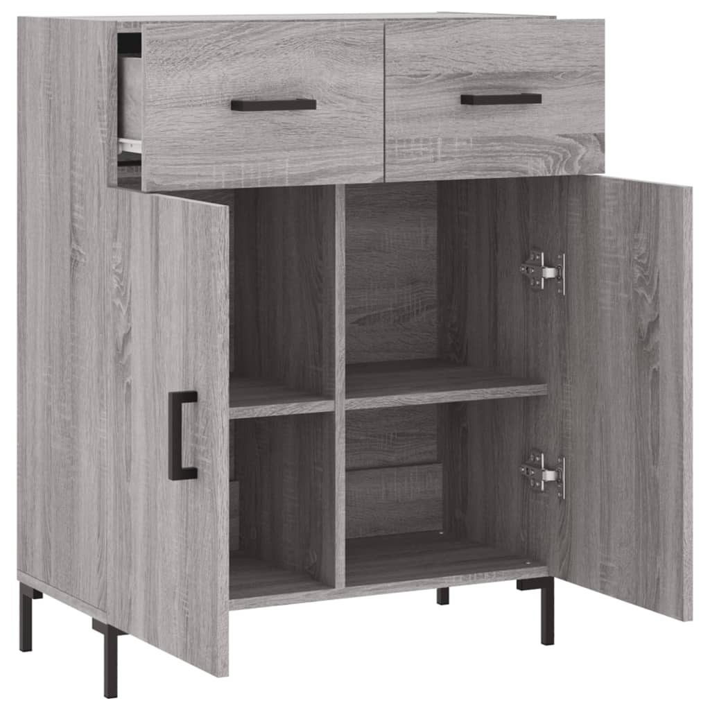 Credenza Sonoma grigia 69,5x34x90 cm in derivati ​​del legno