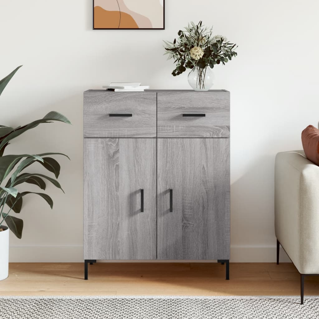 Credenza Sonoma grigia 69,5x34x90 cm in derivati ​​del legno