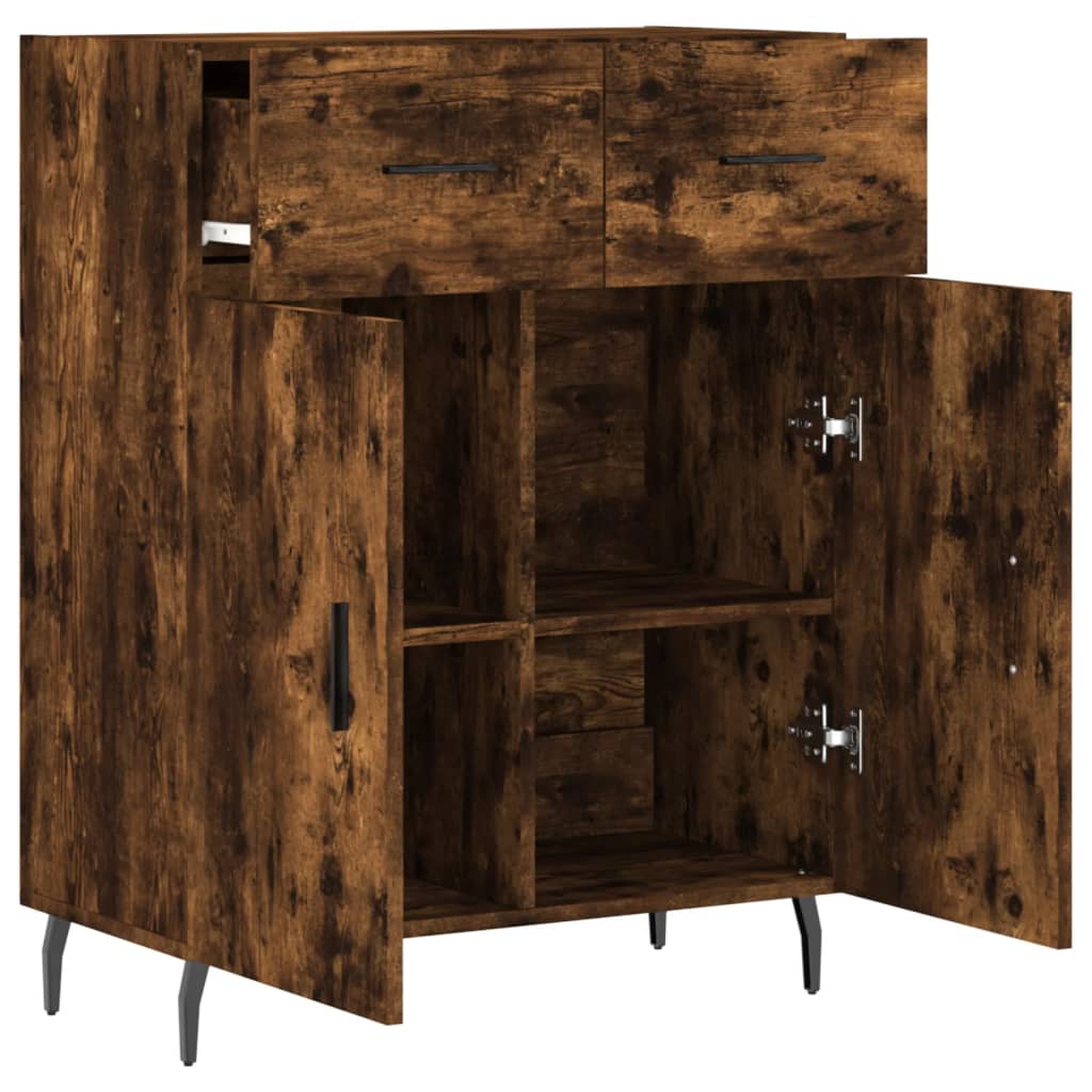 Buffet chêne fumé 69,5x34x90 cm bois d'ingénierie