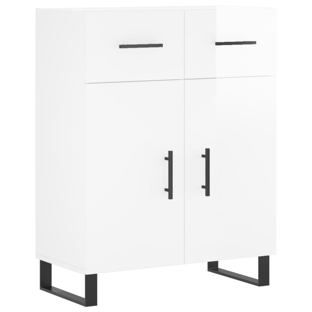 Buffet bianco lucido 69.5x34x90 cm legno di ingegneria