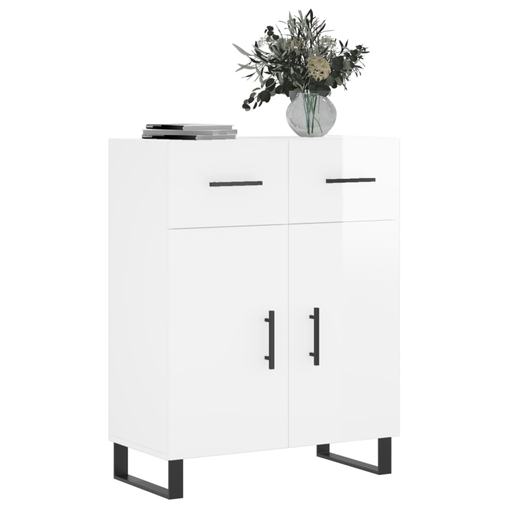 Shiny white buffet 69.5x34x90 cm Engineering wood