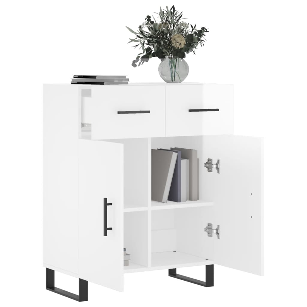 Shiny white buffet 69.5x34x90 cm Engineering wood