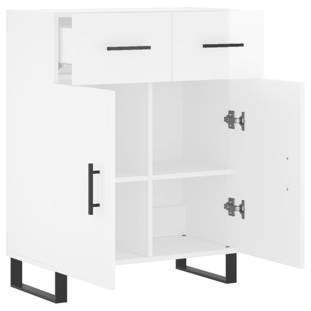 Shiny white buffet 69.5x34x90 cm Engineering wood