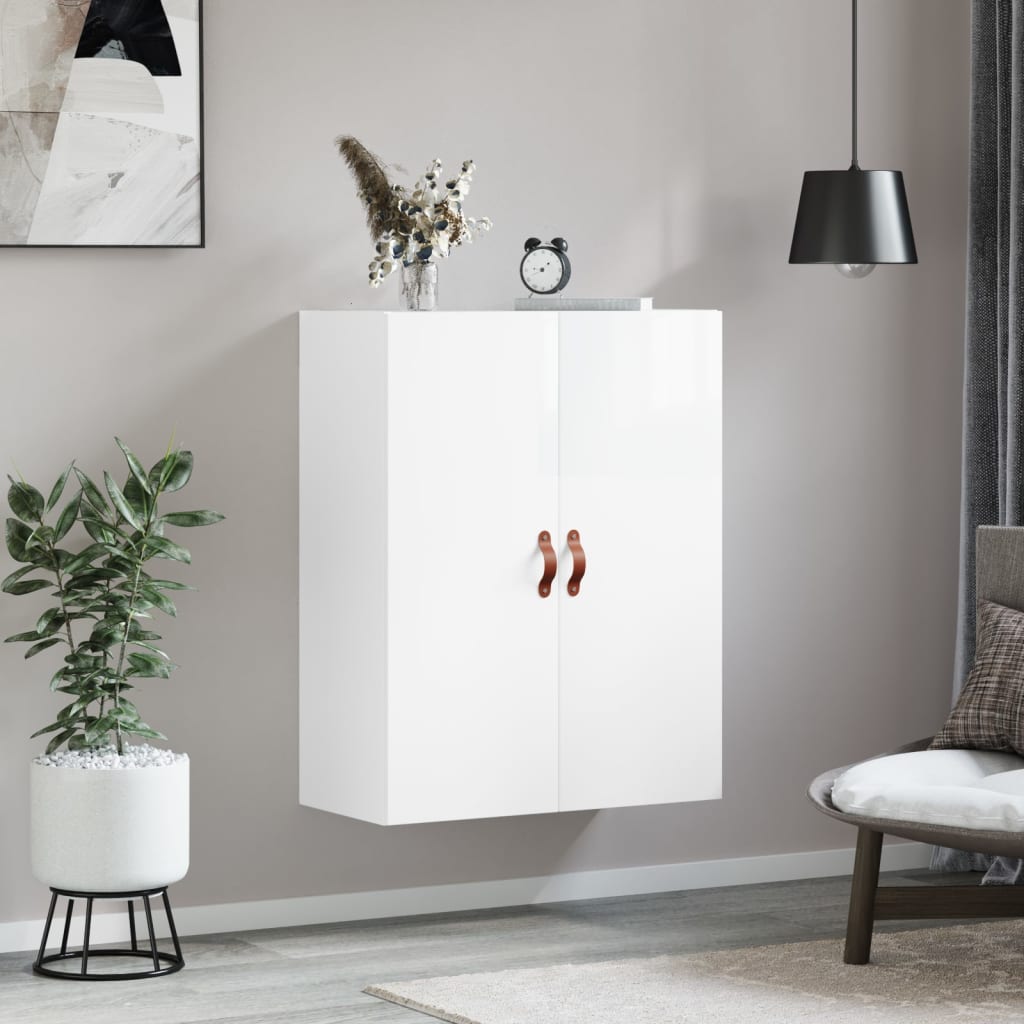 Armoire murale blanc brillant 69,5x34x90 cm