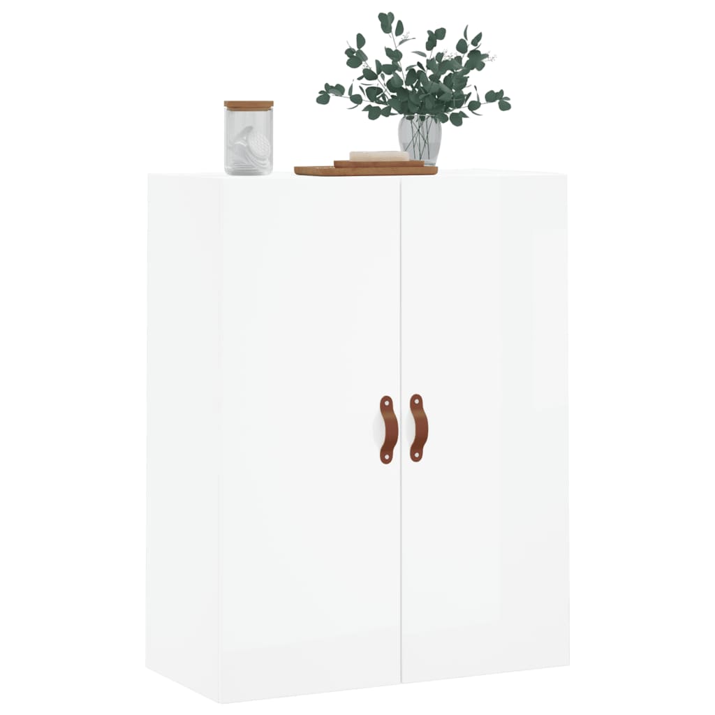 Shiny white wall cabinet 69.5x34x90 cm