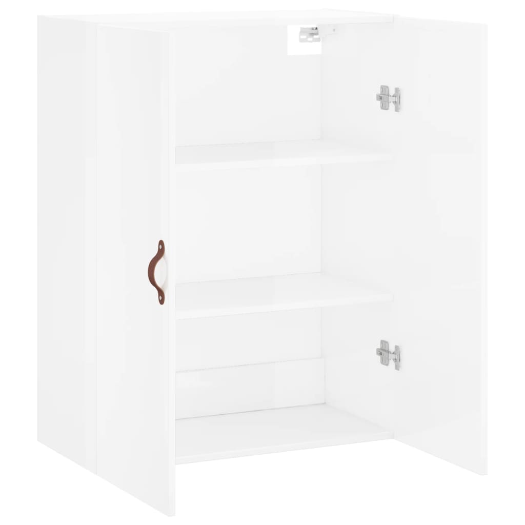 Shiny white wall cabinet 69.5x34x90 cm