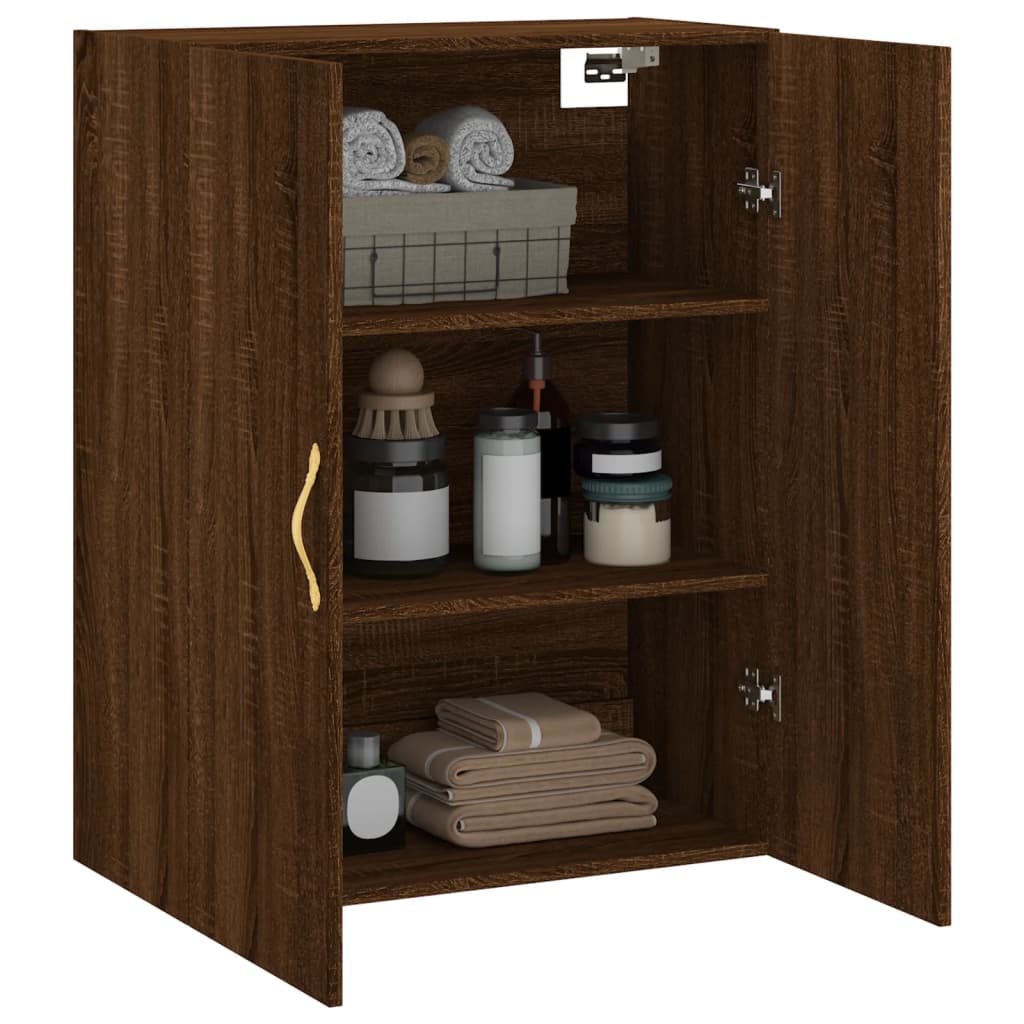 Brown oak wall cabinet 69.5x34x90 cm