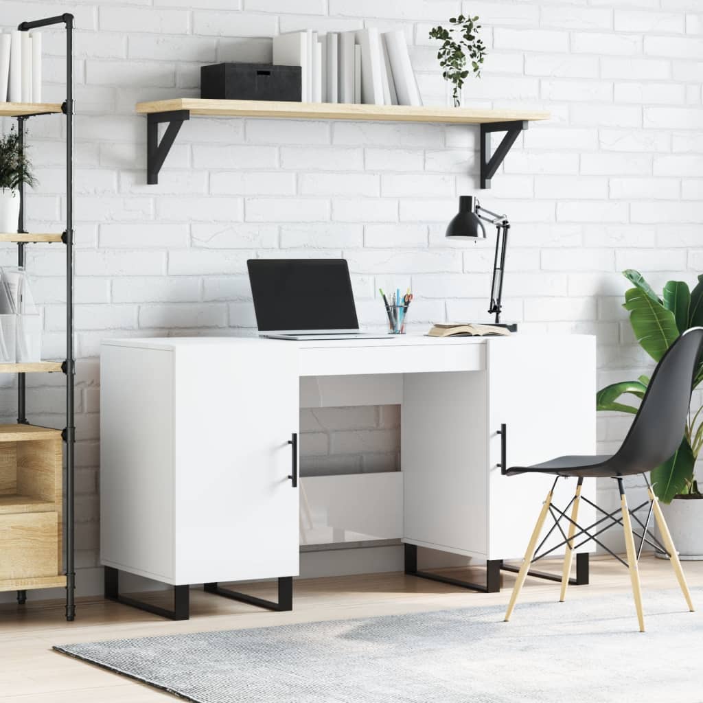 Brilliant white desk 140x50x75 cm Engineering wood