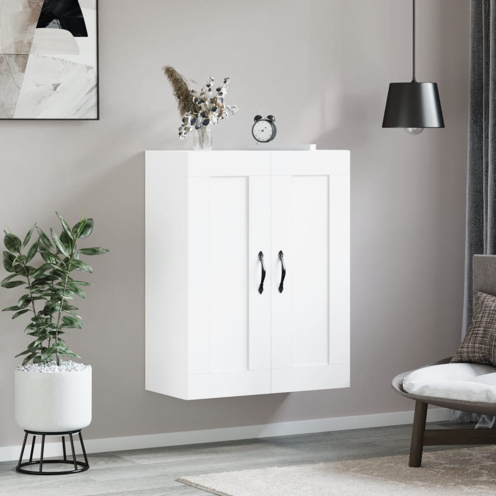 White wall cabinet 69.5x34x90 cm Engineering wood