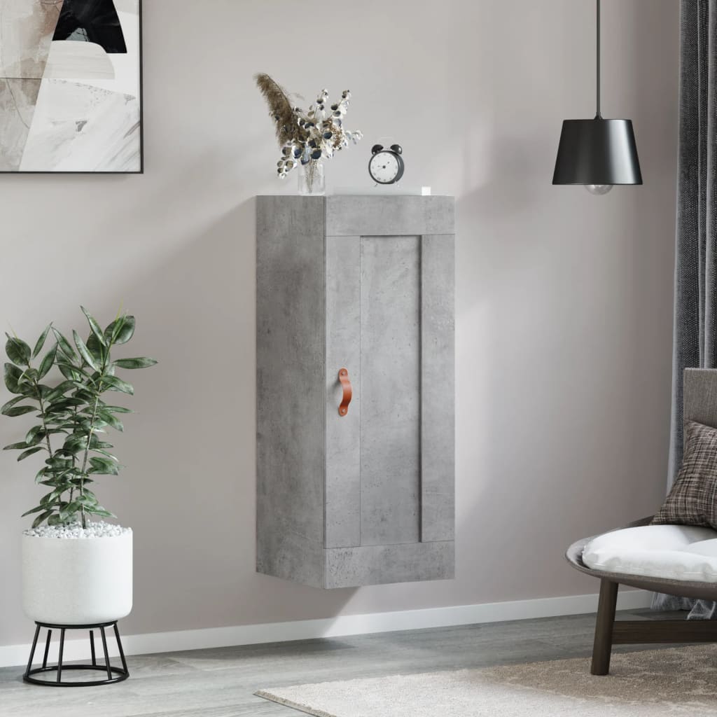 Concrete gray wall cabinet 34.5x34x90 cm Engineering wood