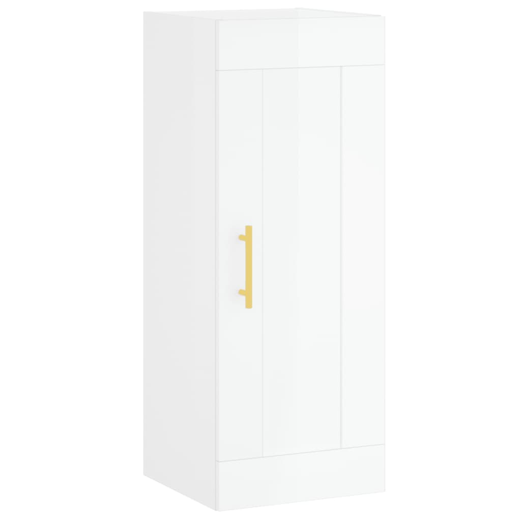 Brilliant white wall cabinet 34.5x34x90 cm Engineering wood