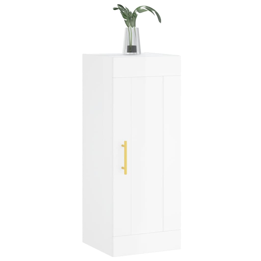 Brilliant white wall cabinet 34.5x34x90 cm Engineering wood