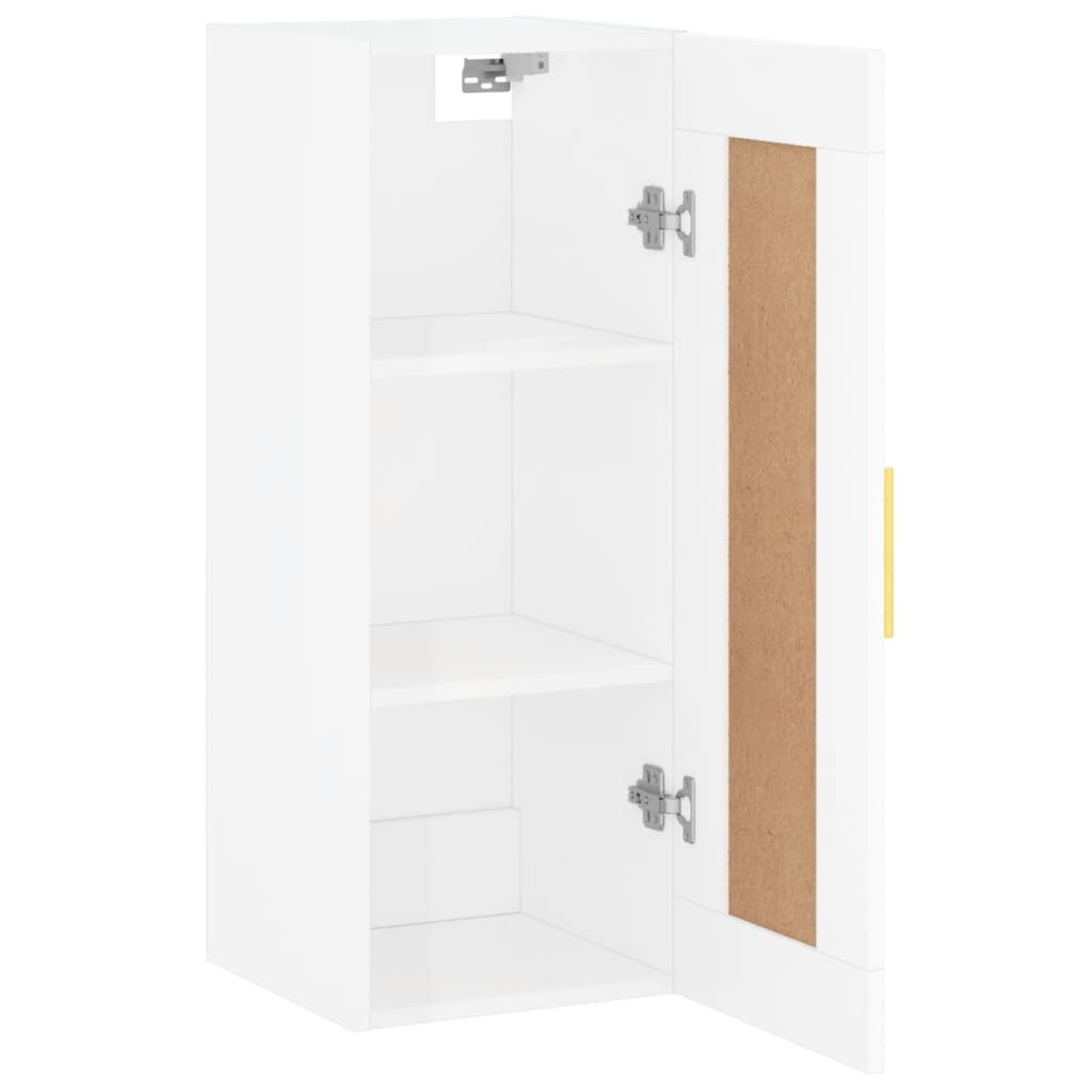 Brilliant white wall cabinet 34.5x34x90 cm Engineering wood