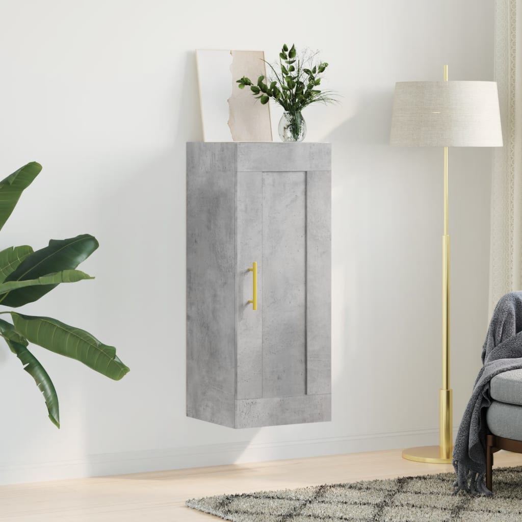 Concrete gray wall cabinet 34.5x34x90 cm Engineering wood