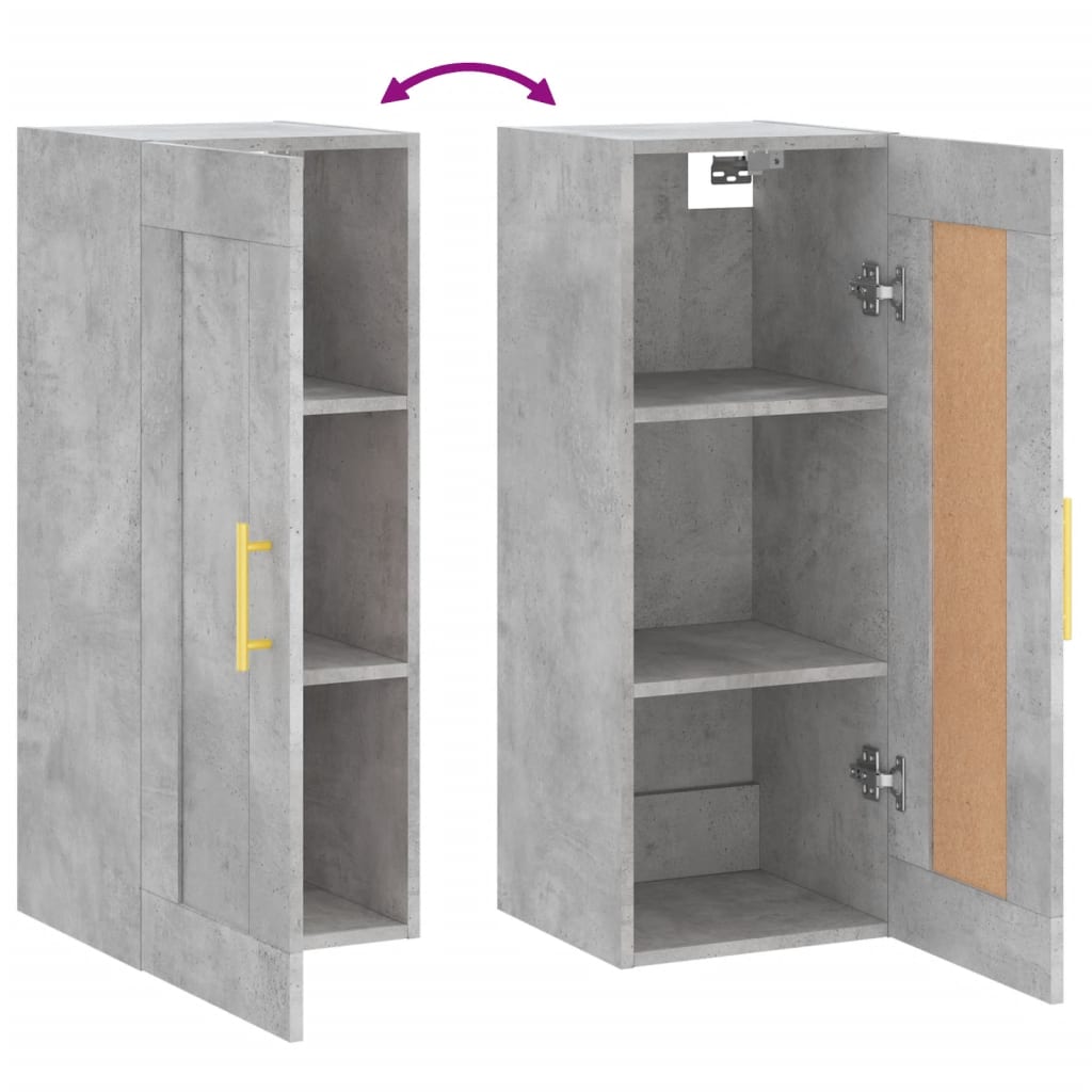 Concrete gray wall cabinet 34.5x34x90 cm Engineering wood