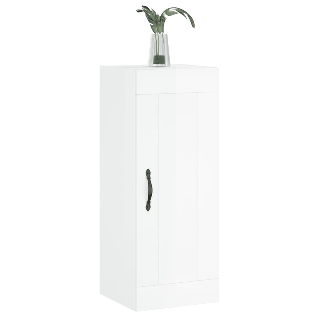 Brilliant white wall cabinet 34.5x34x90 cm Engineering wood