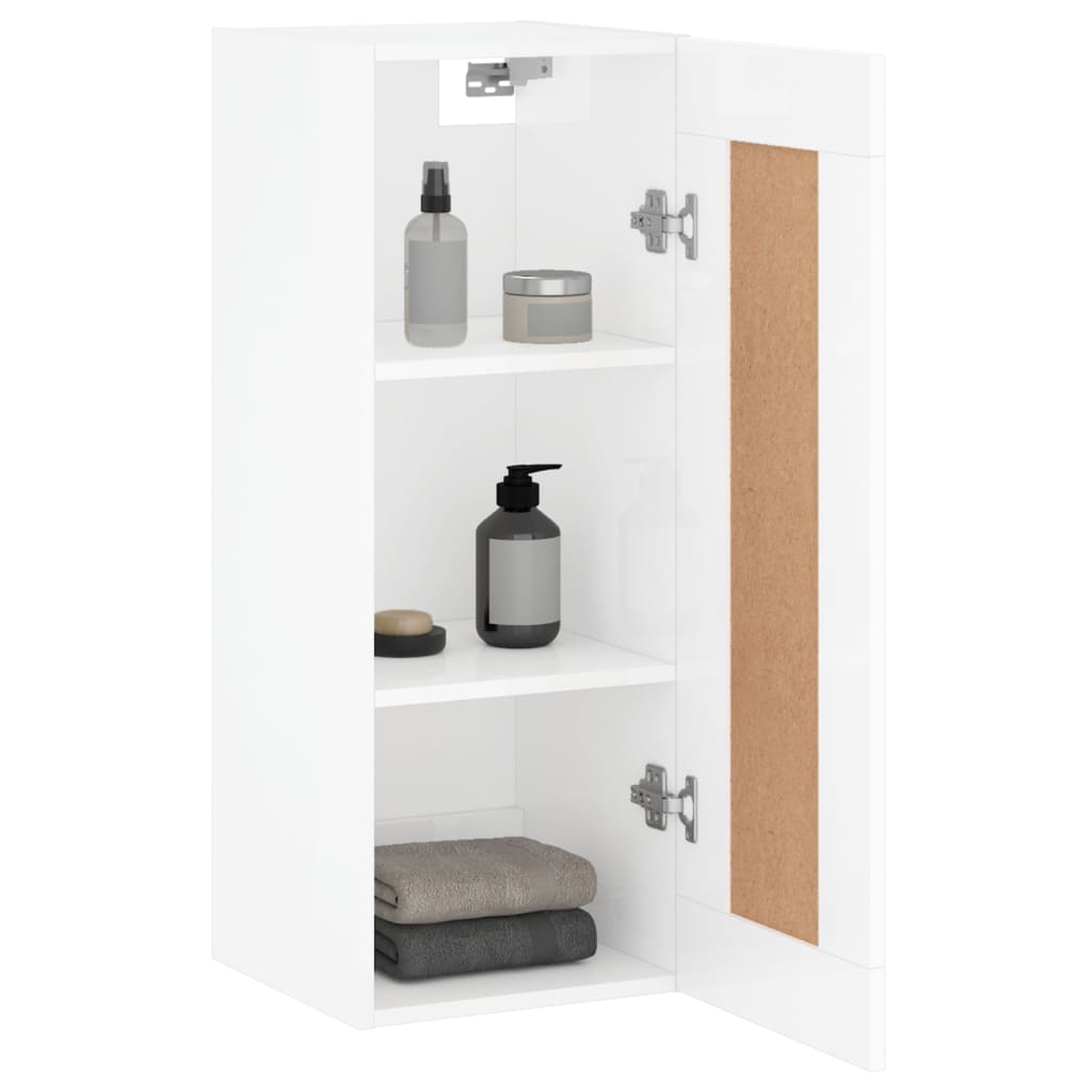 Brilliant white wall cabinet 34.5x34x90 cm Engineering wood