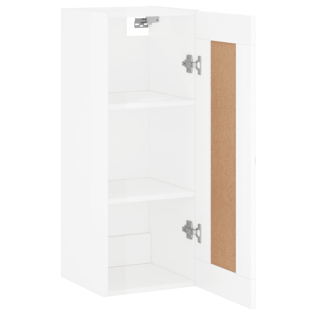 Brilliant white wall cabinet 34.5x34x90 cm Engineering wood