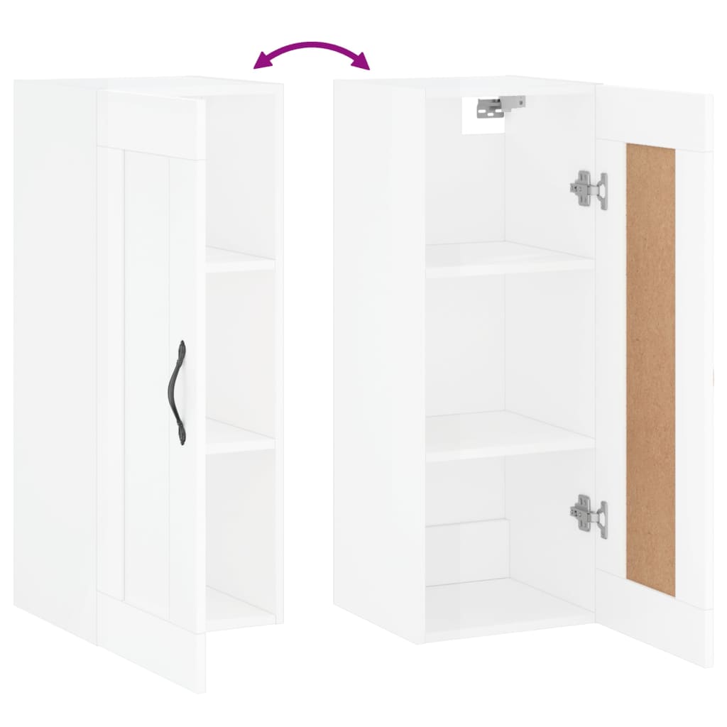 Brilliant white wall cabinet 34.5x34x90 cm Engineering wood