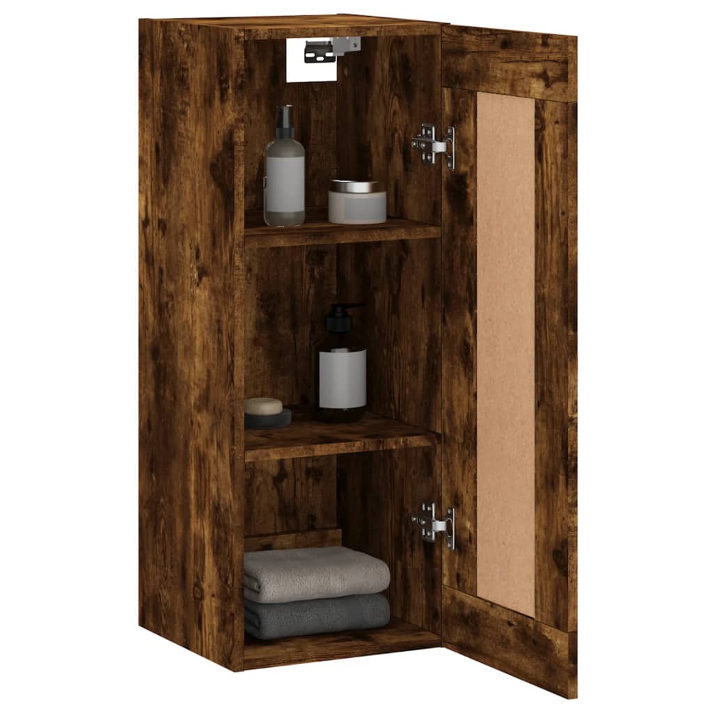 Armoire murale chêne fumé 34,5x34x90 cm bois d'ingénierie