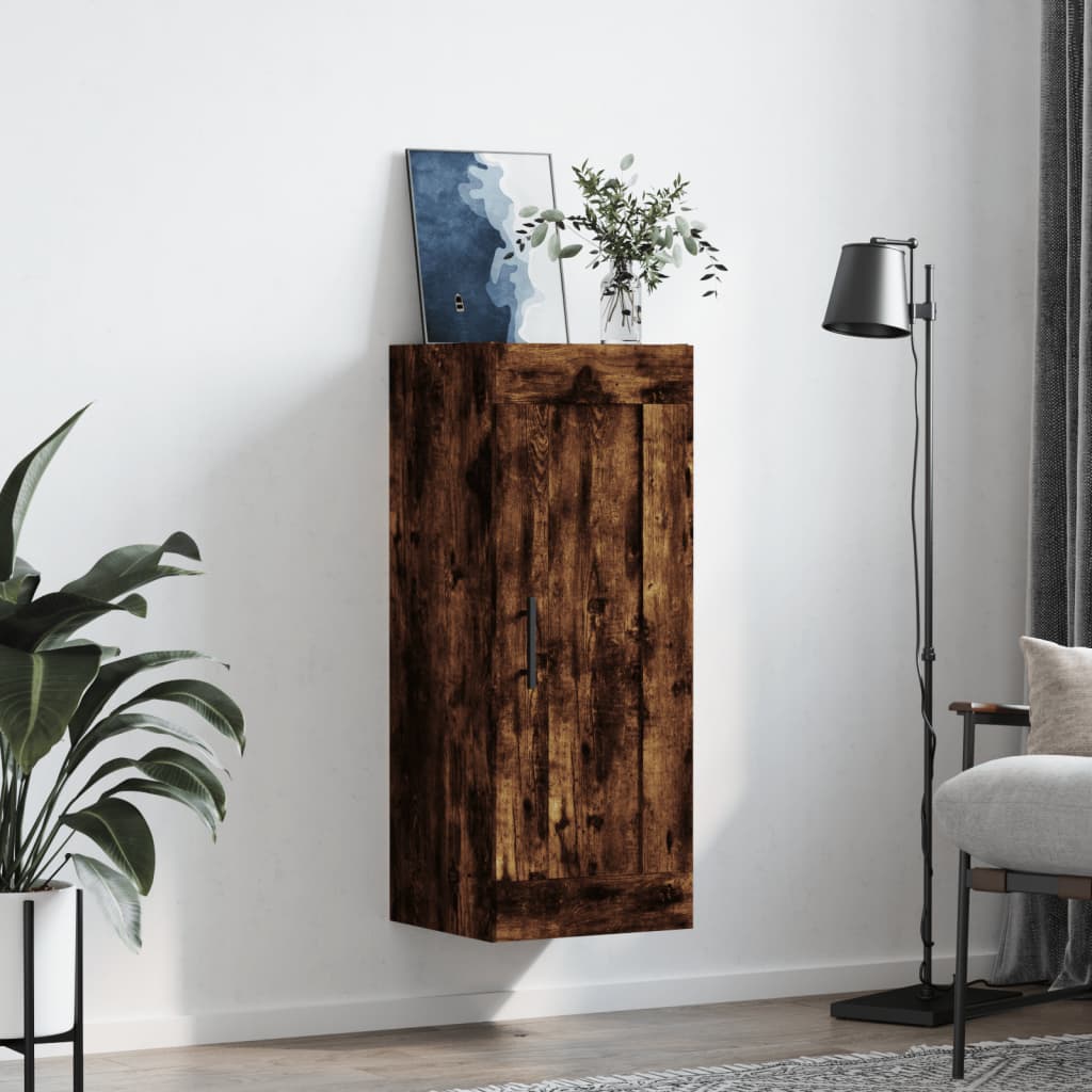 Smoked oak wall cabinet 34.5x34x90 cm engineering wood