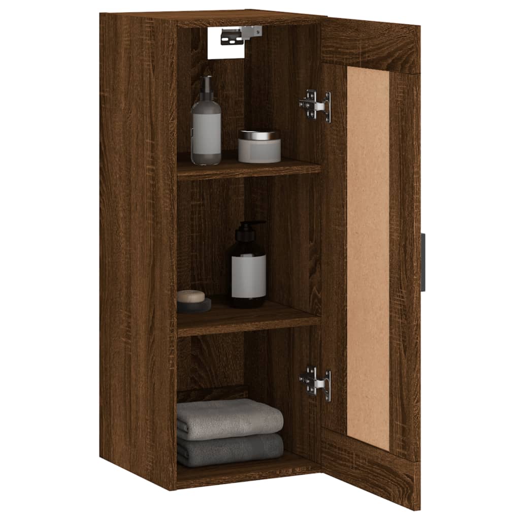 Brown oak wall cabinet 34.5x34x90 cm Engineering wood