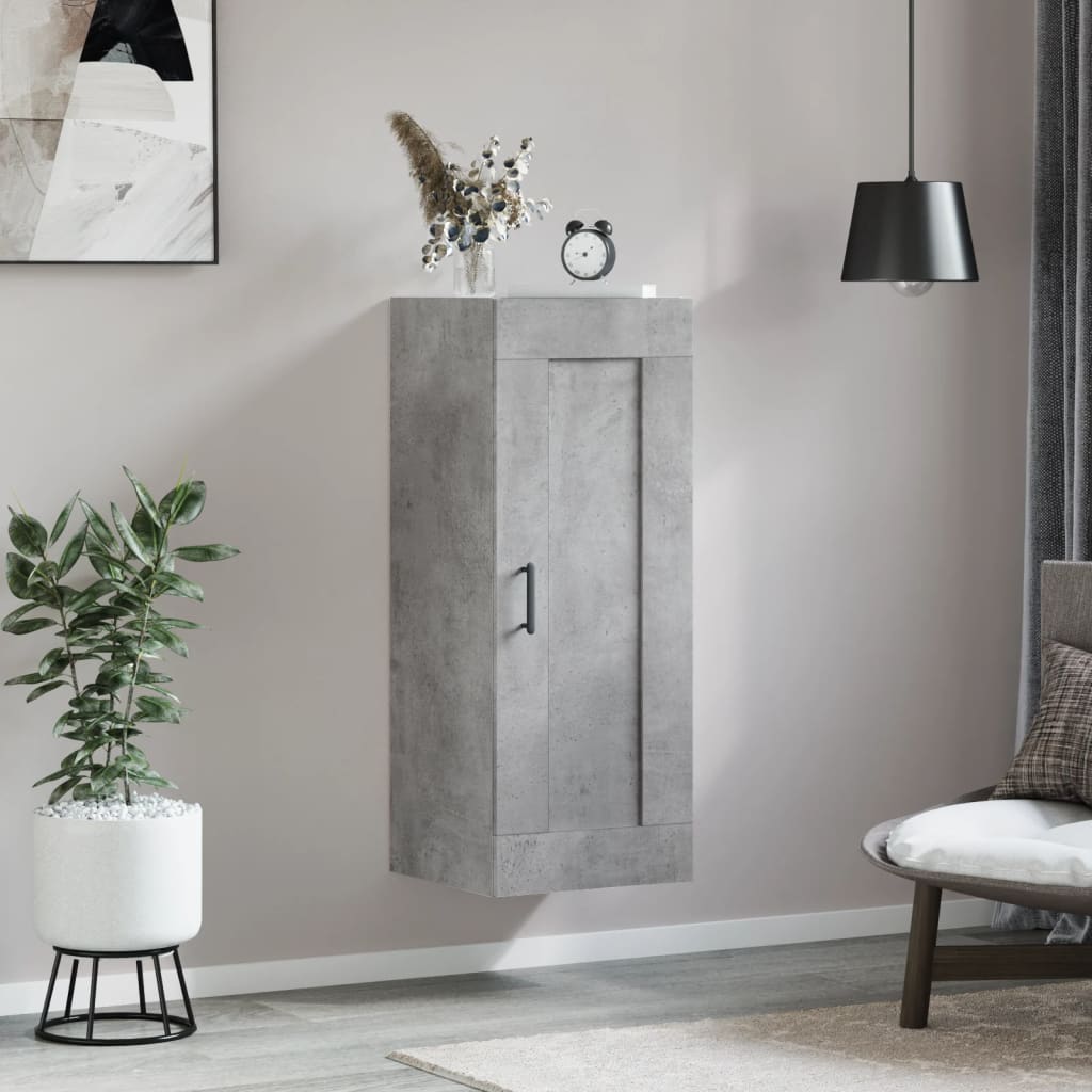 Pensile grigio cemento 34,5x34x90 cm in multistrato
