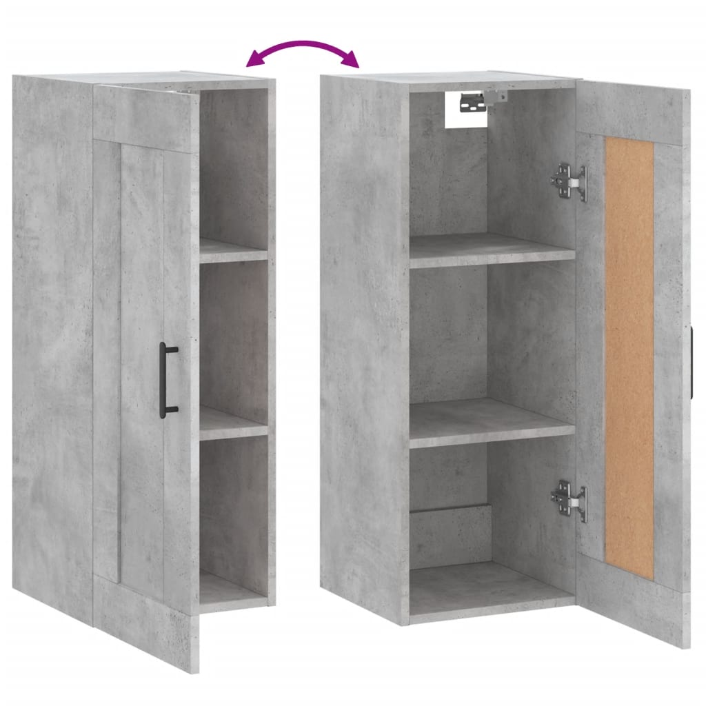 Concrete gray wall cabinet 34.5x34x90 cm Engineering wood