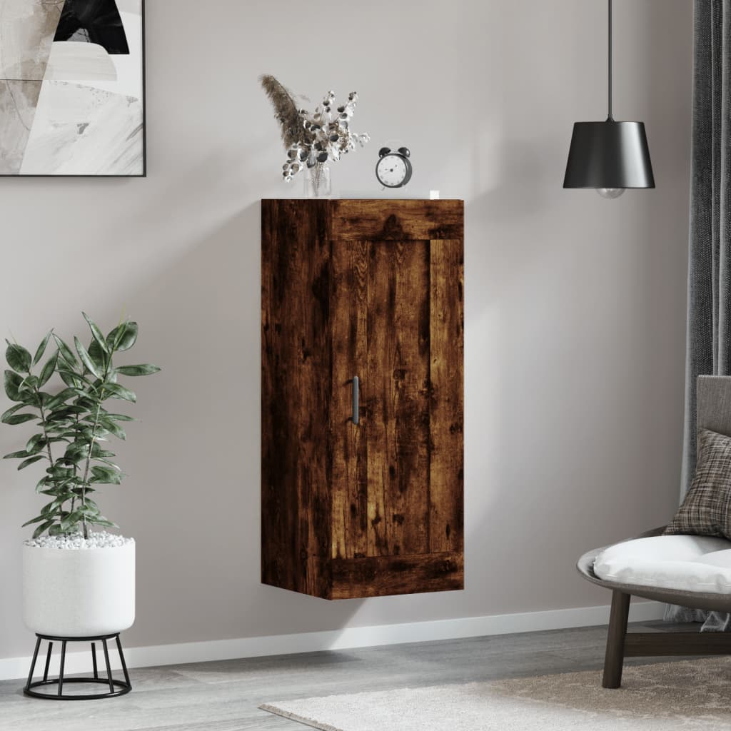 Smoked oak wall cabinet 34.5x34x90 cm engineering wood