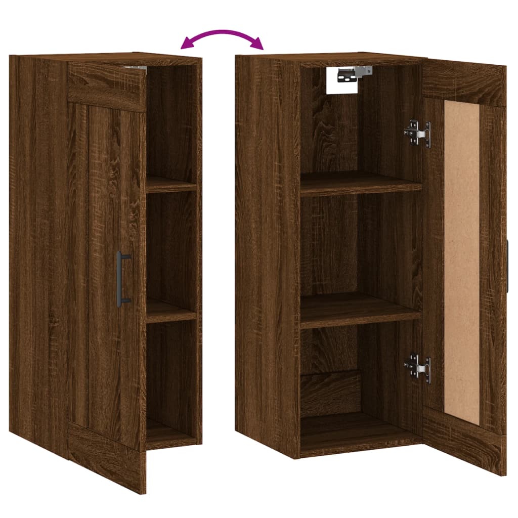 Brown oak wall cabinet 34.5x34x90 cm Engineering wood